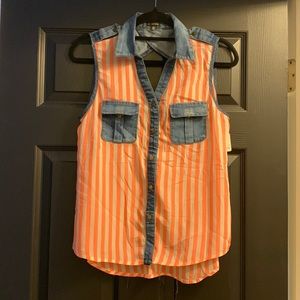 Sheer Sleeveless Buttondown